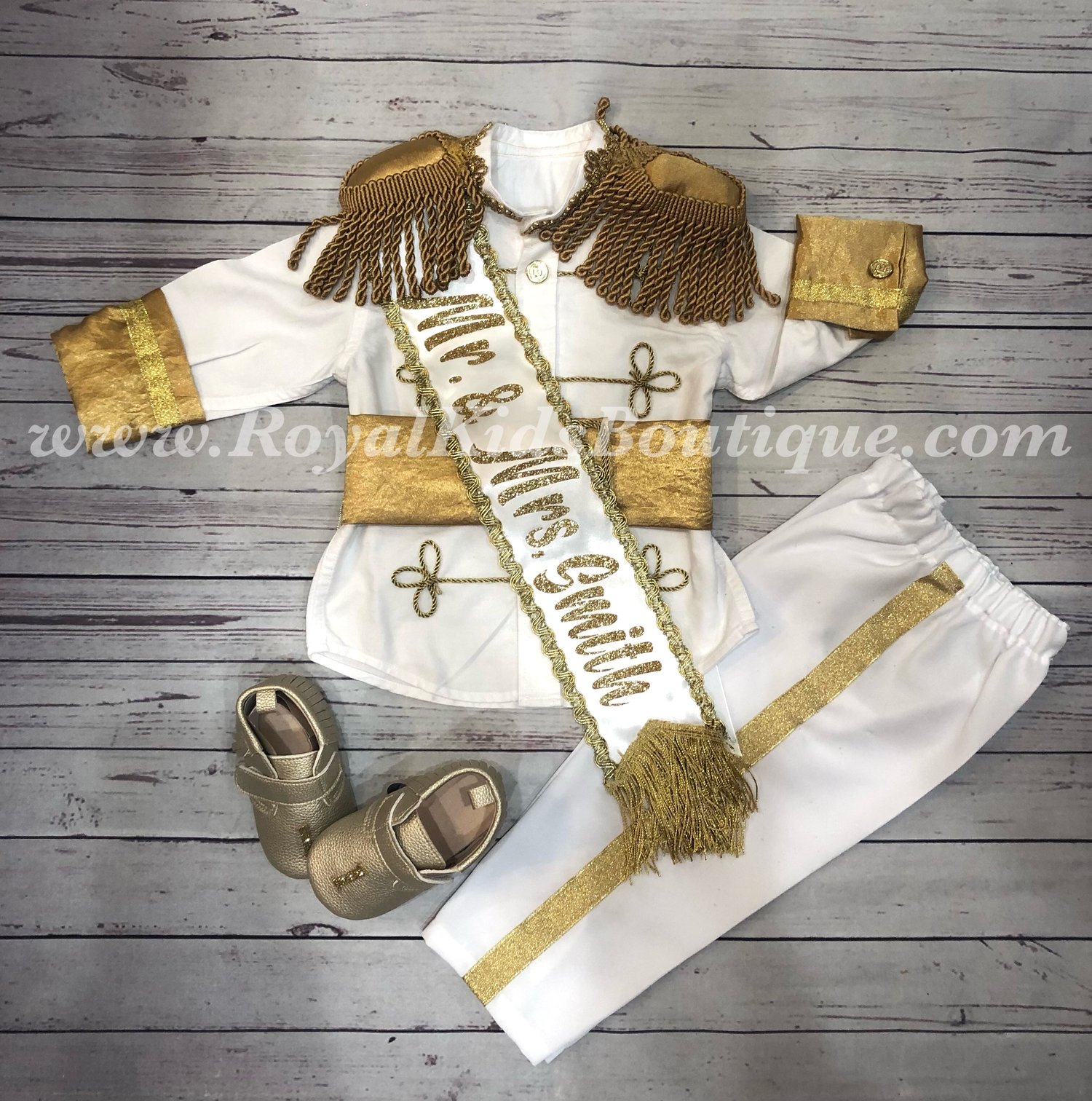 Image of Ringbearer Royal Outfit (White/Gold)