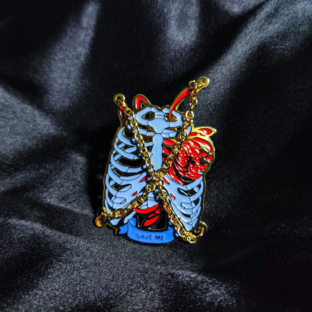 Image of Save Me (Chained Hearts) Enamel Pin