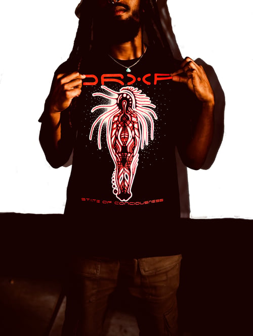 Image of SPIRIT OF CONSCIOUSNESS TEE BLACK RED