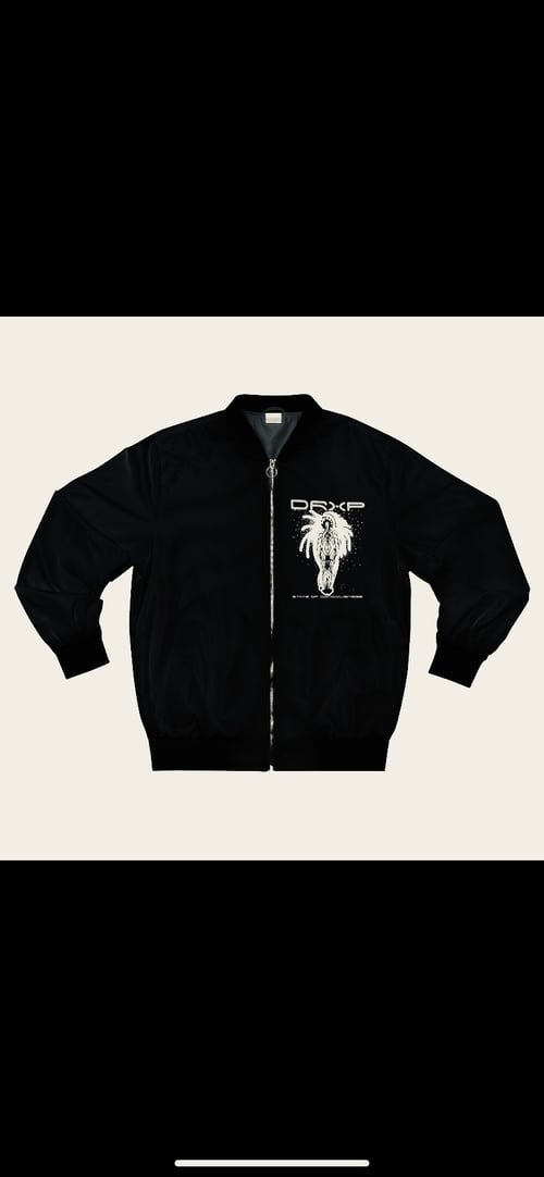 Image of SPIRIT OF CONSCIOUSNESS BOMBER JACKET BLACK WHITE 