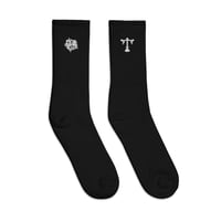 Image 3 of Embroidered socks Black "Scales / Monogram 1"