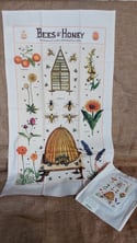 Bees & Honey Print Cotton Tea Towel - Cavallini Collection