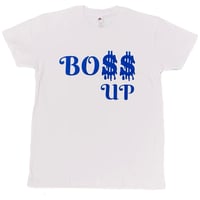 Image 1 of White & Blue ''Boss Up'' Tee