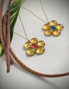Fused Glass Flower Necklace - Gold