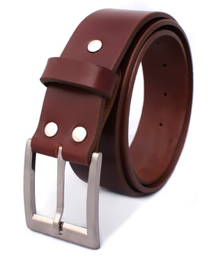 Titanium buckle 38mm | Handcrafted bridle leather strap | BROWN