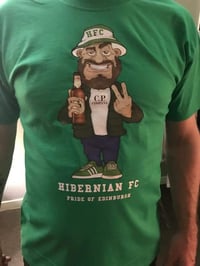 Image 2 of Hibs, Hibernian Pride Of Edinburgh Football Casual Holding Beer T-shirts.