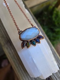 Image 2 of Electroformed White Moonstone Rainbow Brite necklace