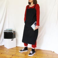 Image 1 of Black Canvas Kite-Shape Apron, Adjustable Crossback, Kangaroo Pocket, Unisex. No22