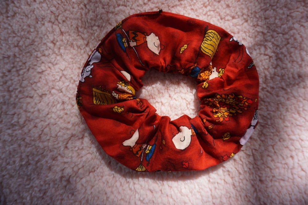 Image of Red Fall Snoopy Scrunchie/ Mask/ Headband 