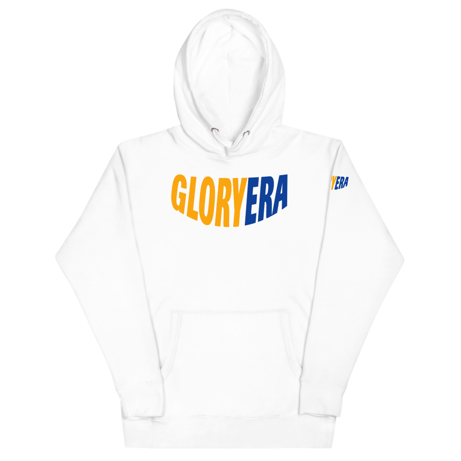 Image of GLORYERA® CREW HOODIE (WHITE/GOLD/BLUE)