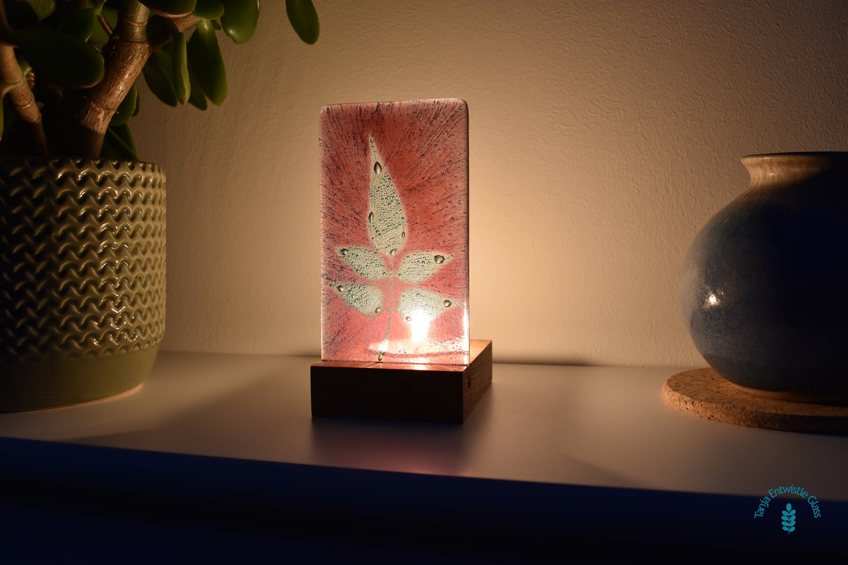 Image of Pink Jasmine Fused Glass Single T-Light