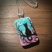 Image 1 of Starry Night Cat Resin Pendant - Rectangle