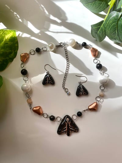 Image of Deaths Head Moth Necklace and Earring Set