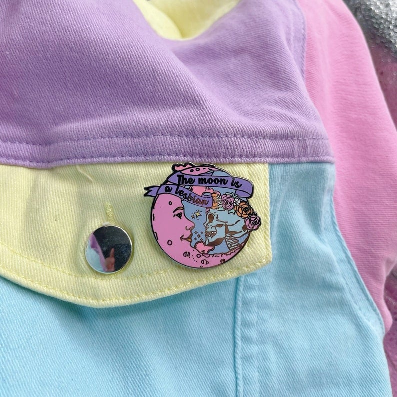 Image of The Moon Is A Lesbian Enamel Pin