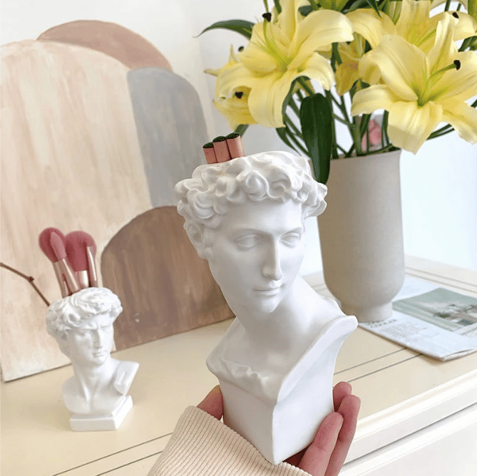Image of Mini Michelangelo David Head Bust Brush Holder