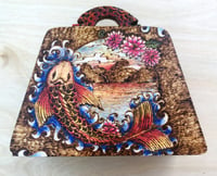 Image 3 of Koi Fish Decorative Miniature Wooden Purse for Small Trinkets, Jewelry, Heirlooms, and more