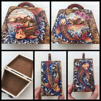 Image 2 of Koi Fish Decorative Miniature Wooden Purse for Small Trinkets, Jewelry, Heirlooms, and more
