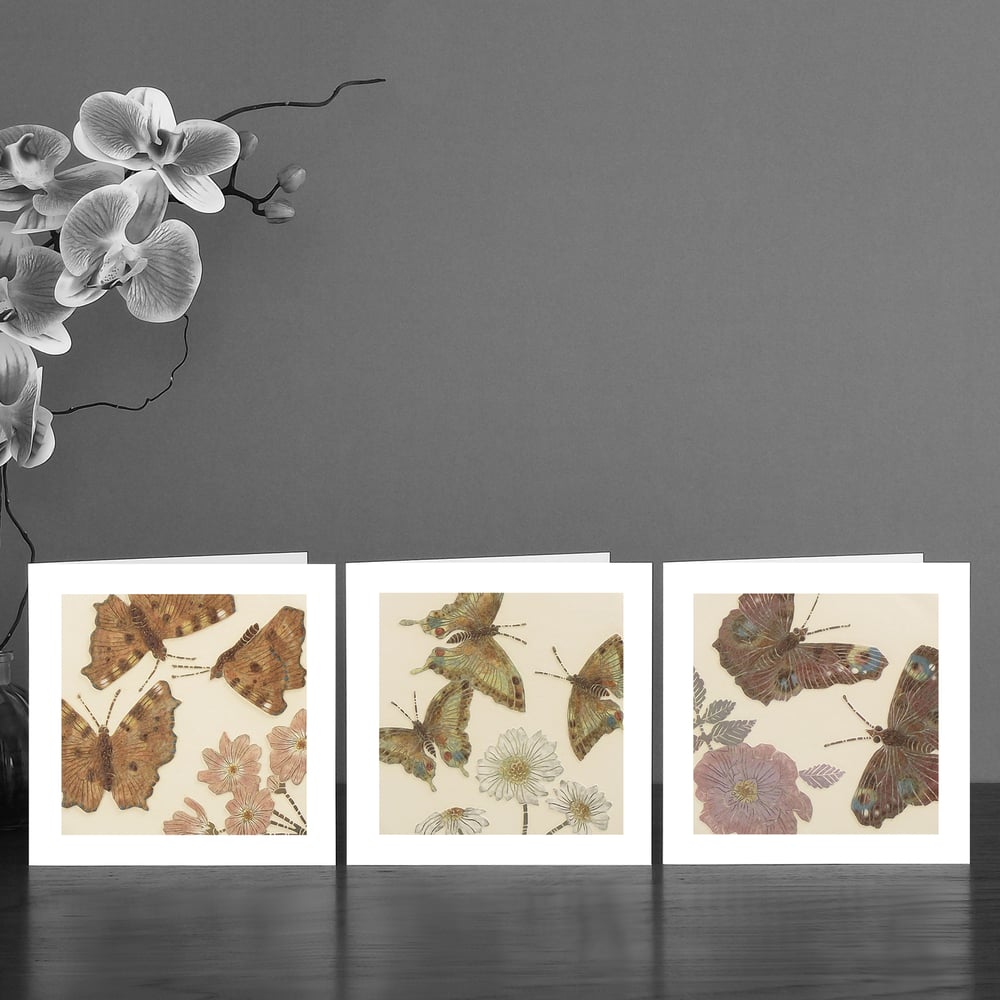 Image of Three Butterfly Art Cards 