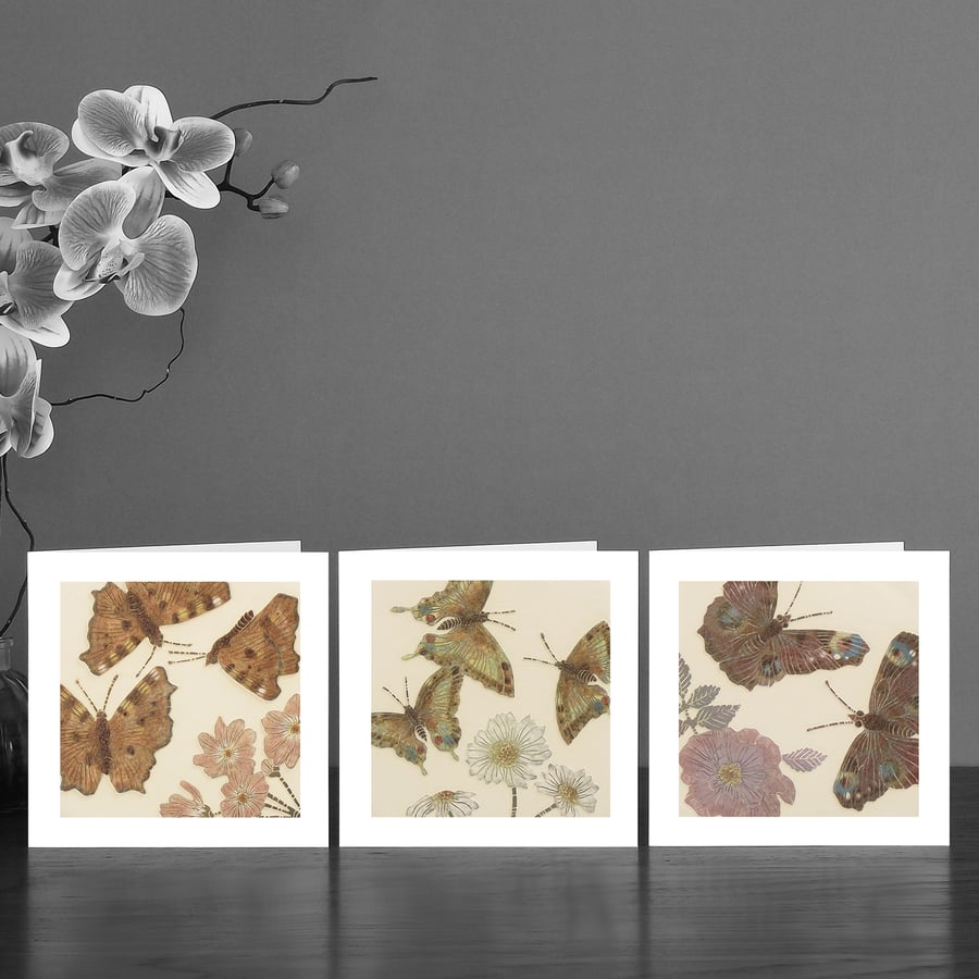 Image of Three Butterfly Art Cards 