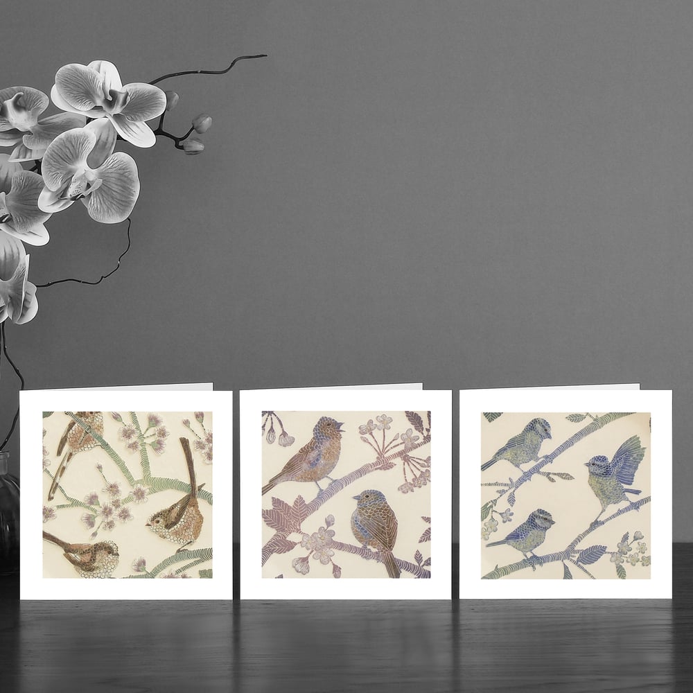 Image of Three Garden bird Art Cards 