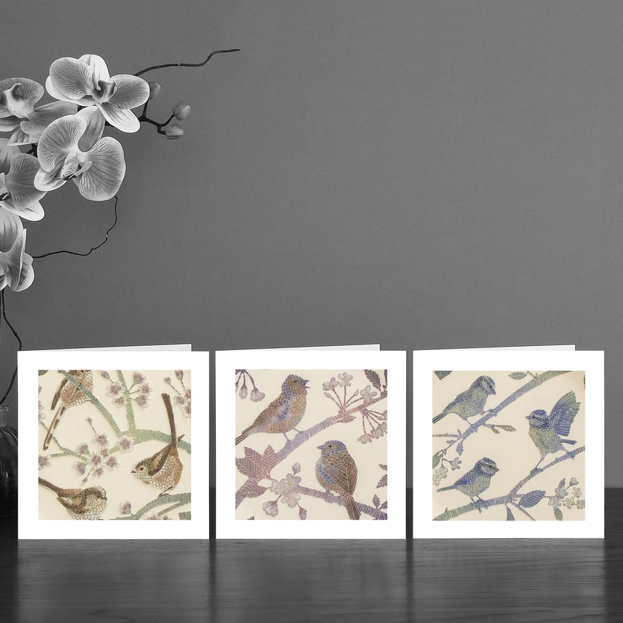 Image of Three Garden bird Art Cards 