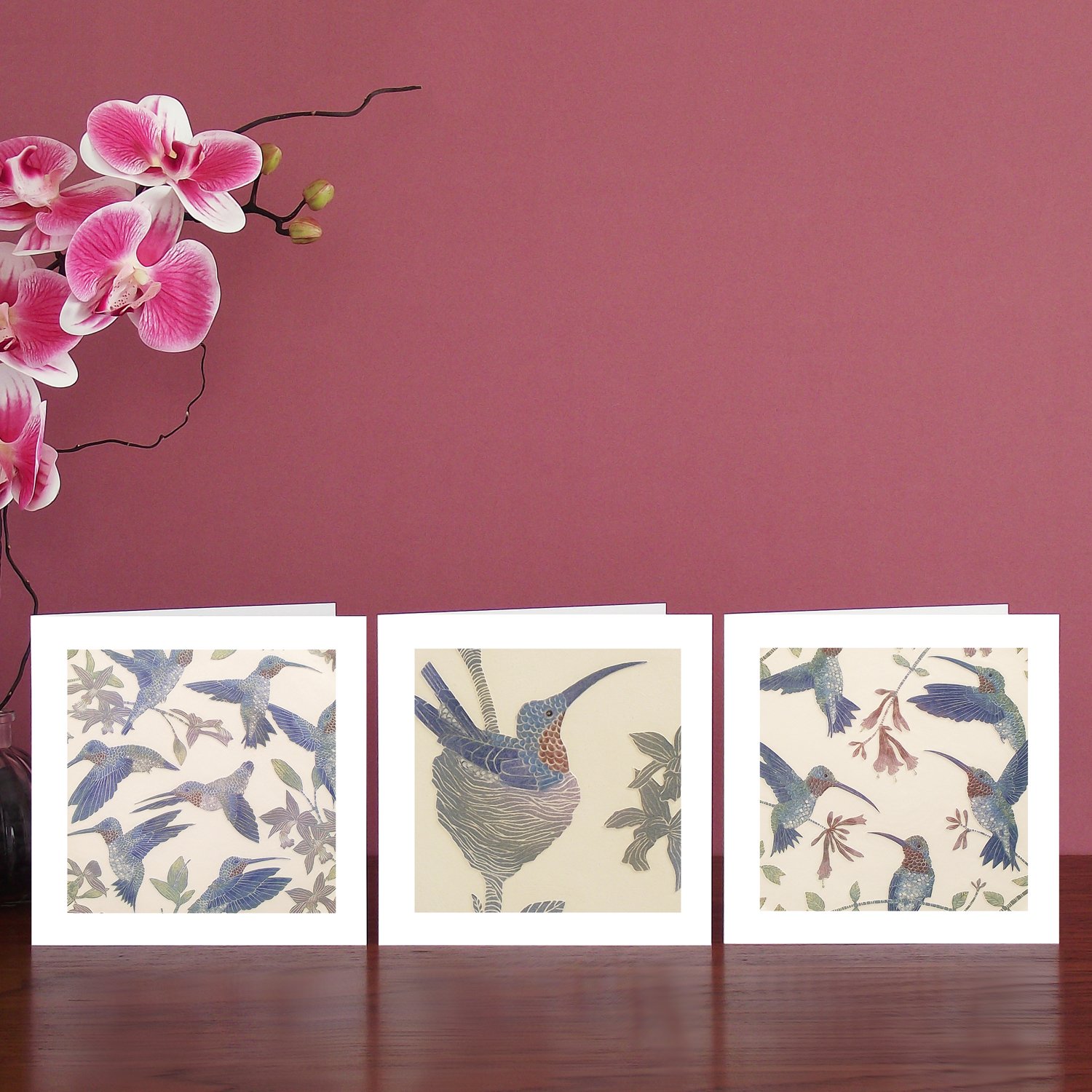 Image of Three Hummingbird Art Cards 