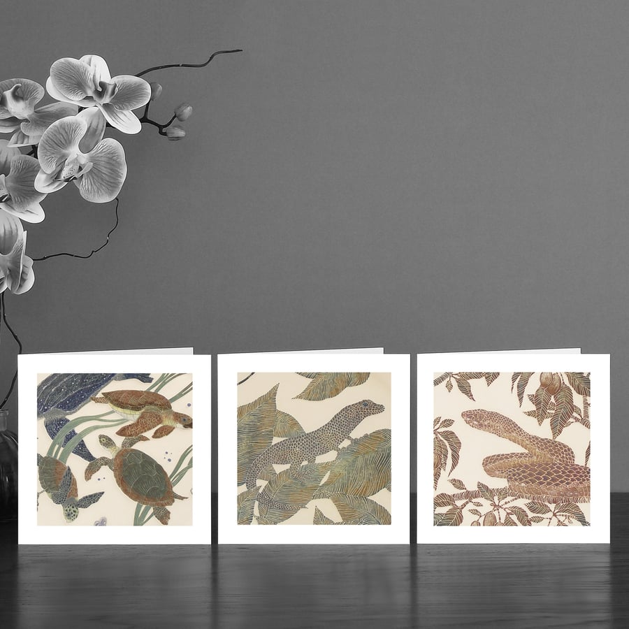 Image of Three Reptile Art Cards 