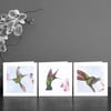 Three Hummingbird watercolour Art Cards 