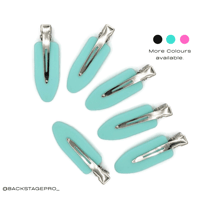 No Bend No Crease Hair Clips - Made from Rubber (Cyan Blue/ Pink / Black 6 PACK)