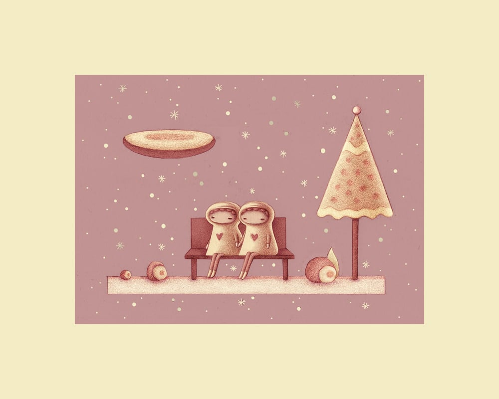 "Snow Couple" art print