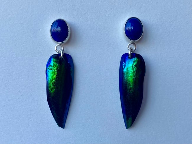 Lapis Lazuli & Jewel Beetle Earrings