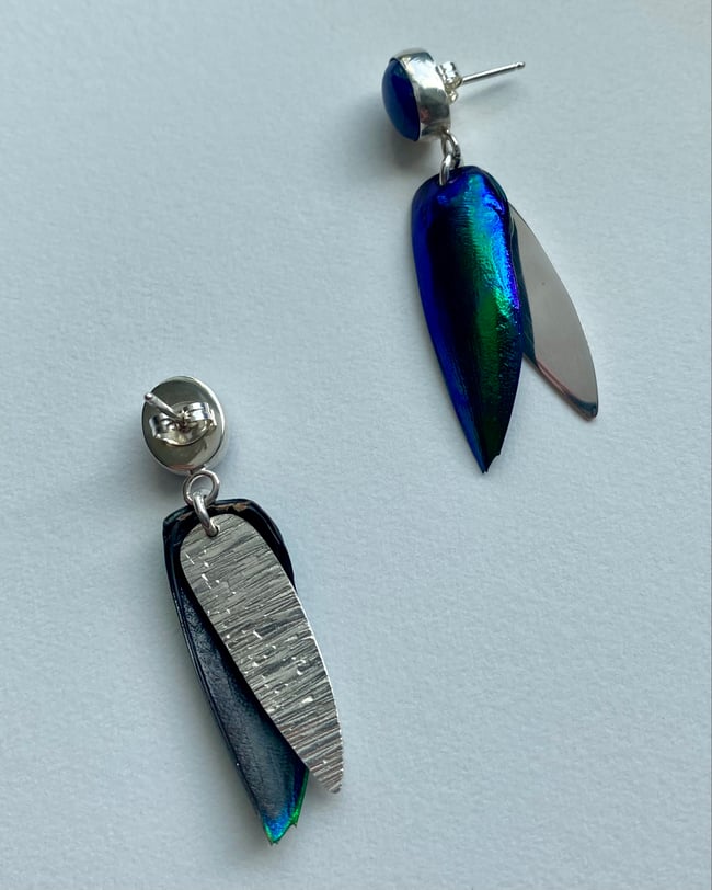 Lapis Lazuli & Jewel Beetle Earrings