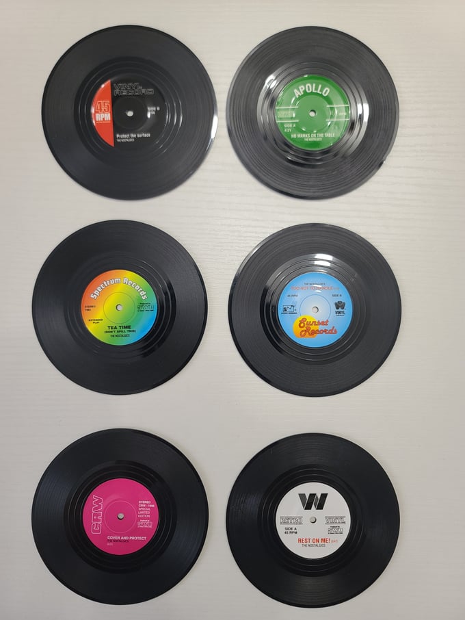Image of 4 Pack Of Vinyl Disc Coasters