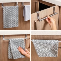Image 3 of Kitchen Cabinet Door Towel Bar Stainless Steel Door Back Towel Hanging Holder 