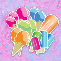 Image 1 of Bright Ice Cream Cones & Popsicle Stickers