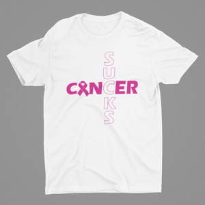 Image of Unisex Cancer Sucks Short & Long Sleeve T-Shirt in Black, Pink & White