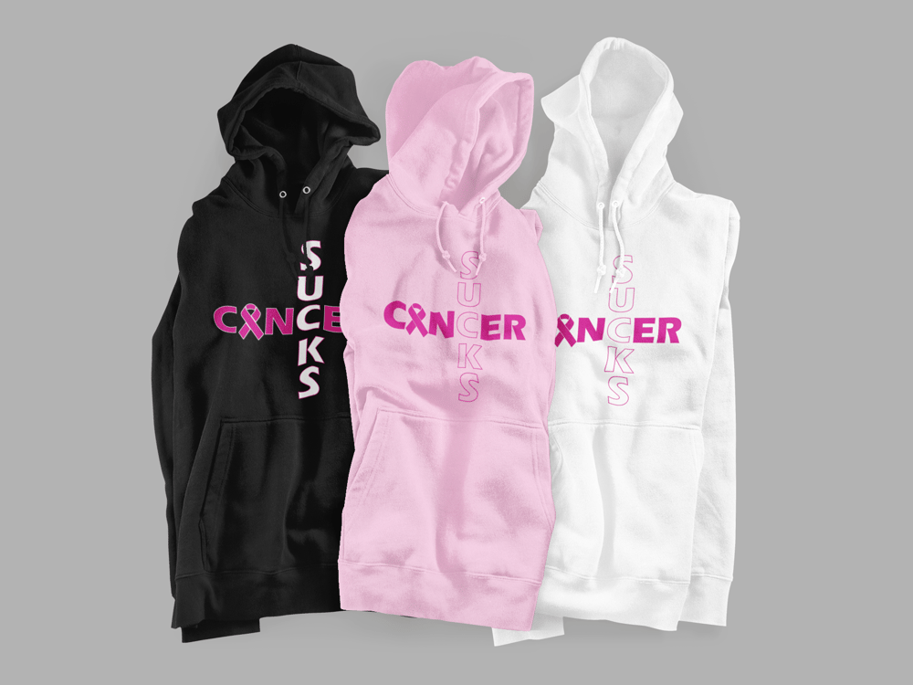 Image of Unisex Cancer Sucks Hoodie in Black, Pink or White