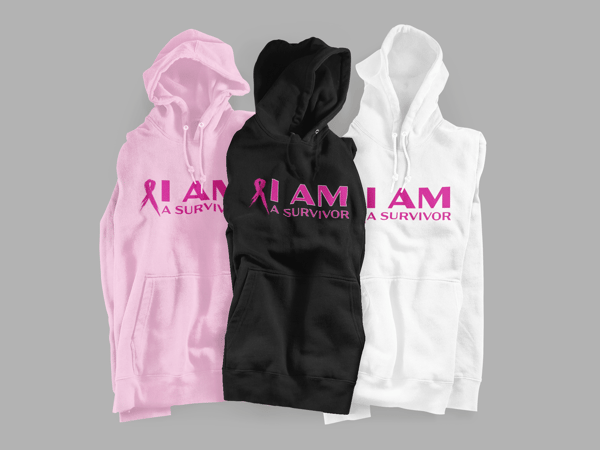 Image of Unisex I AM A Survivor Hoodie in Black, Pink or White