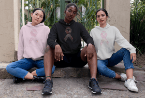 Image of Pink Ribbon Breast Cancer Hoodie in Black, Pink, Navy, Grey or White