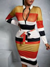 Trendy Striped Zip Up Dress