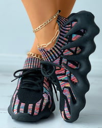 Image 3 of Lace-up Knit Breathable Sneakers