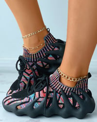 Image 4 of Lace-up Knit Breathable Sneakers