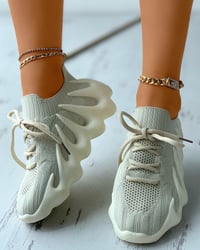 Image 1 of Lace-up Knit Breathable Sneakers