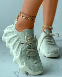 Image 2 of Lace-up Knit Breathable Sneakers