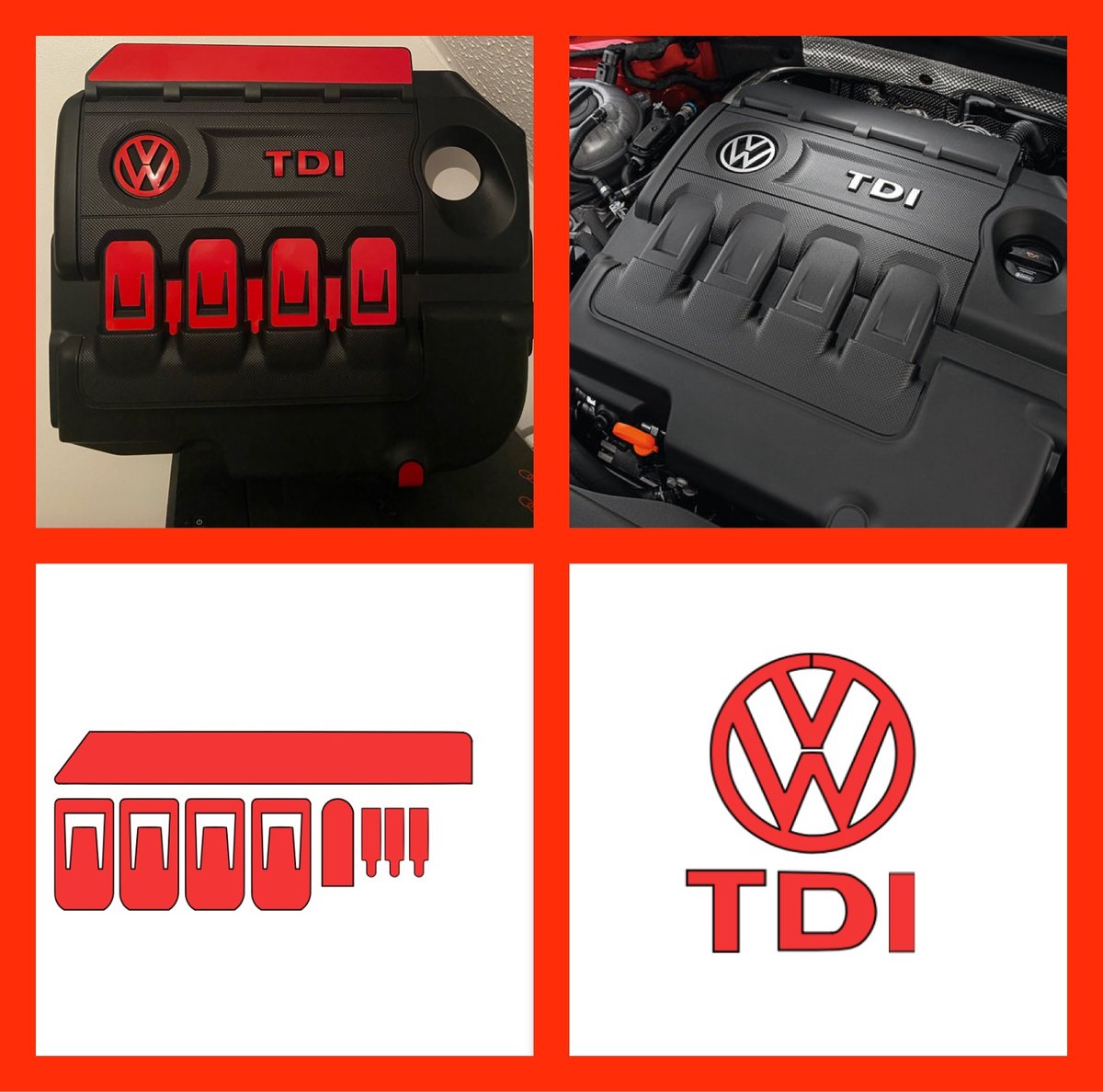 Vw Golf ‘TDI’ Engine Cover Sticker Kit | QsCustom