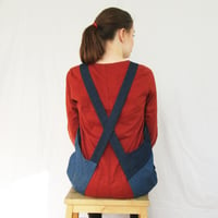 Image 2 of Split Leg Two-Tone Denim Apron with Asymmetric Bib and Crossback. For Potters & Makers No16:6