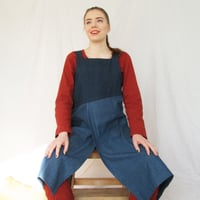 Image 3 of Split Leg Two-Tone Denim Apron with Asymmetric Bib and Crossback. For Potters & Makers No16:6