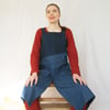 Split Leg Two-Tone Denim Apron with Asymmetric Bib and Crossback. For Potters & Makers No16:6