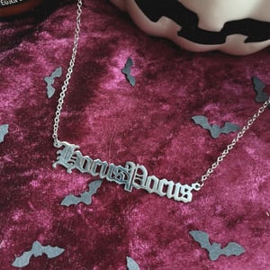 Image of Hocus Pocus Old Gothic Stainless Steel Script Necklace