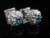 EDWARDIAN 18CT WHITE GOLD NATURAL BLUE ZIRCON & DIAMOND  CLUSTER EARRINGS